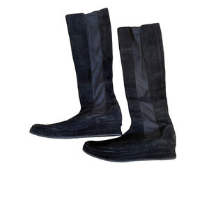 Stephane Kelian Paris Boots Womens 10 Black Tall Suede Stretch Pull-On